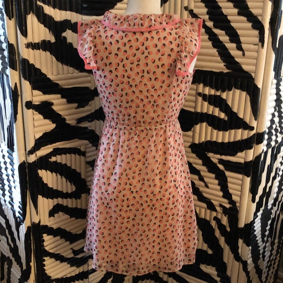 H&M Sheer Ruffled Animal Print Dress Peach 4 - Picture 4 of 8
